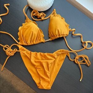 Mustard Yellow Triangle String Bikini